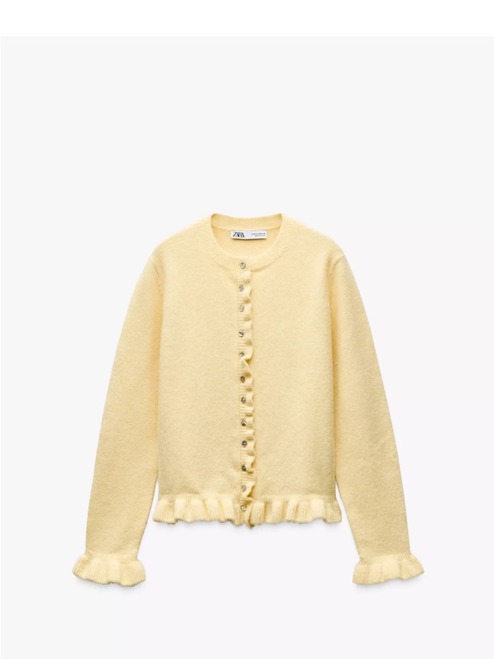 Zara Yellow Ruffled Knit Cardigan
